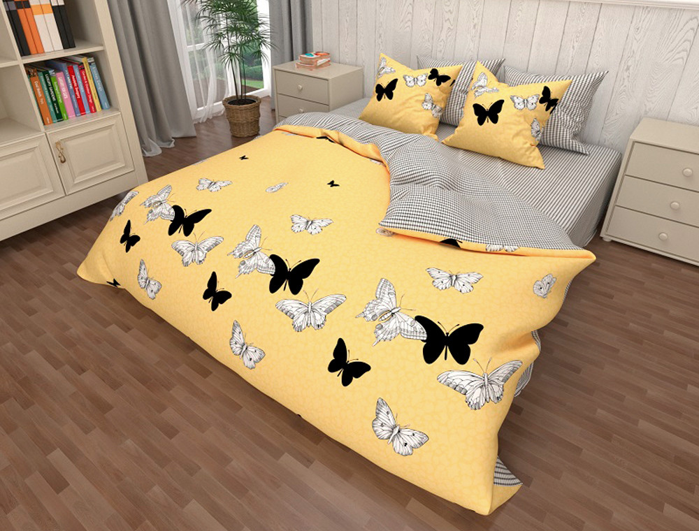 Евро макси набор постельного белья 200*220 из Бязи "Gold" с простынью на резинке №14002AB Черешенка™