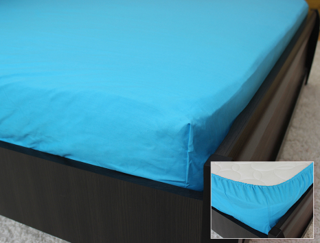 Комплект простирадла на резинці з наволочками (160*200*25) блакитний