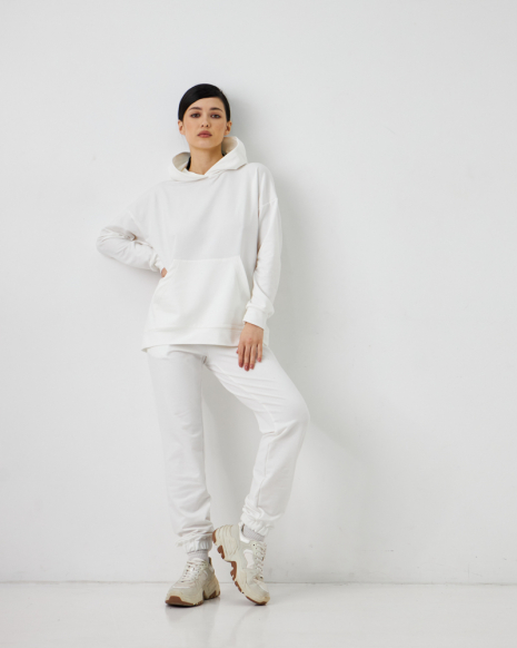 Женский спортивный костюм с капюшоном (Размер S) белый №20222139