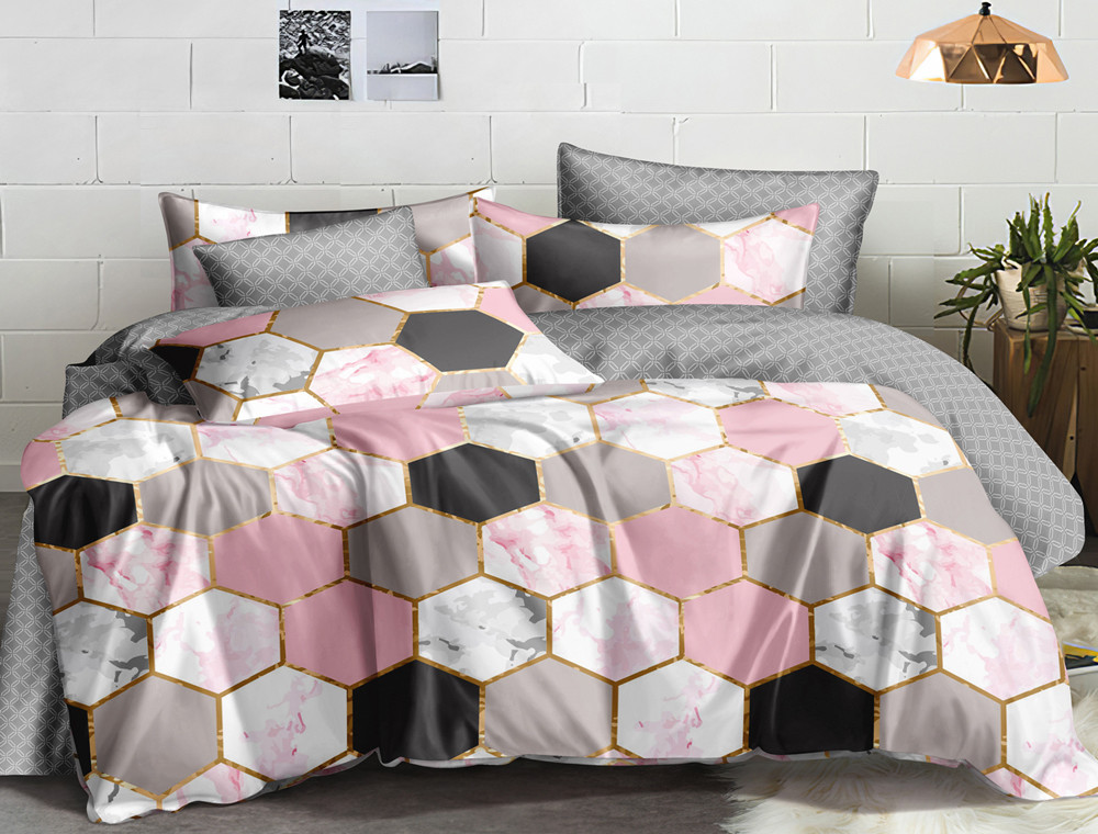 Семейный набор хлопкового постельного белья из Бязи "Gold" с простынью на резинке №144532AB Черешенка™