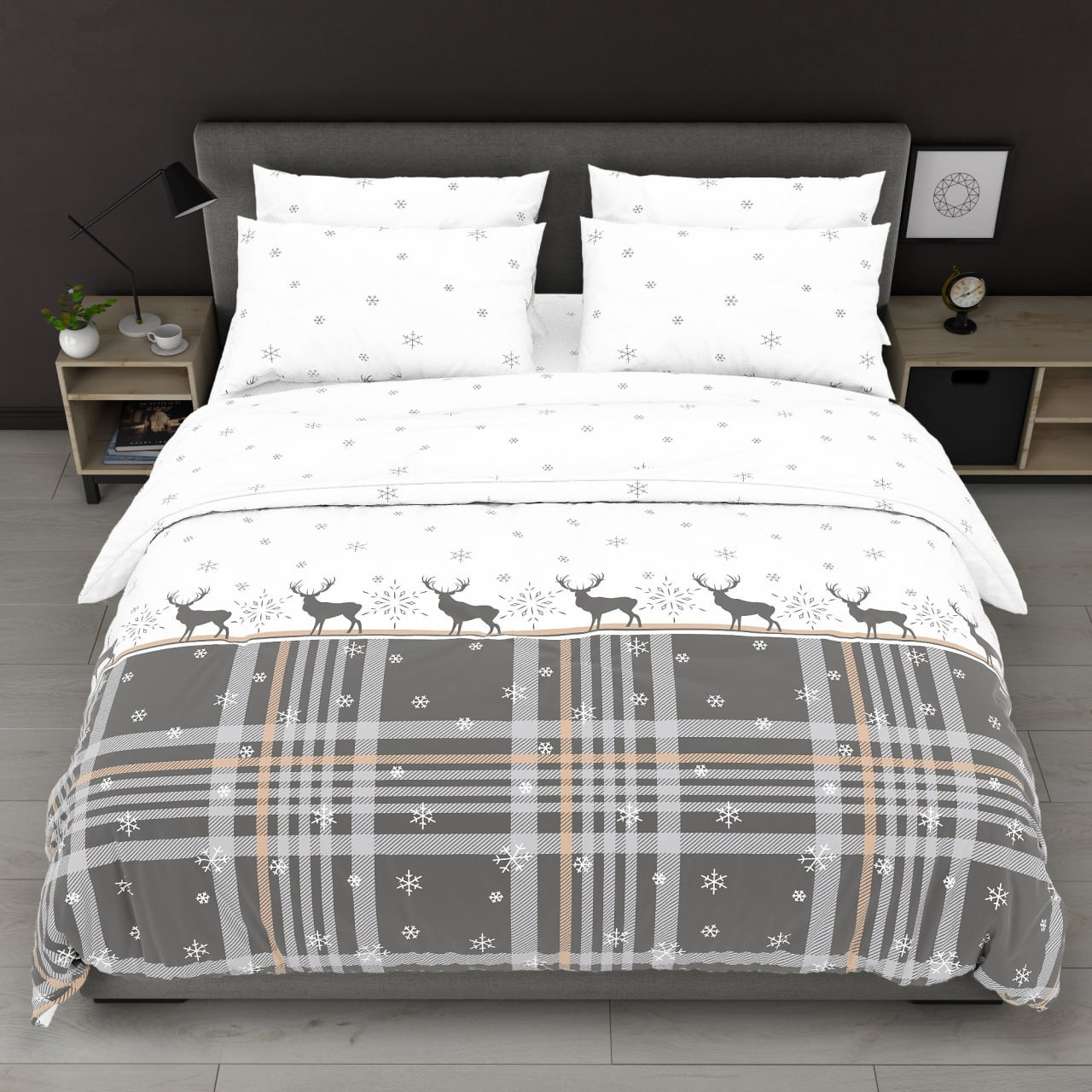 Полуторный набор постельного белья 150*220 из Бязи "Gold" №157967grey Черешенка™