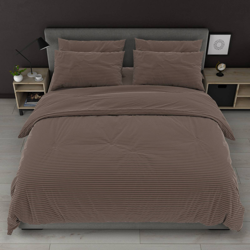 Ткань для постельного белья Бязь "Gold" Lux в полоску GLS0905-chocolate (50м)