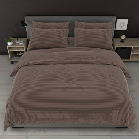 Ткань для постельного белья Бязь "Gold" Lux в полоску GLS0905-chocolate (50м)