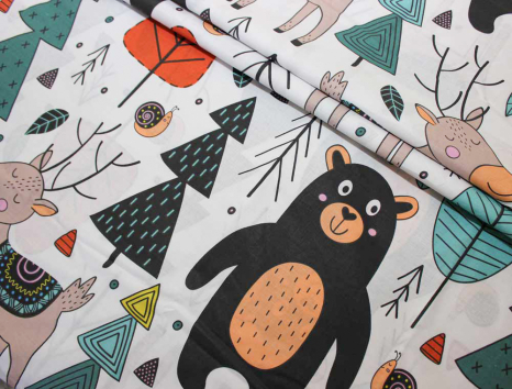 Ткань для постельного белья Бязь "Gold" Lux детская "Медведи в лесу" GLB175