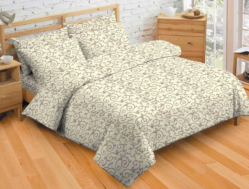 Тканина для постільної білизни Бязь "Gold" "Вихровий рух" GLL13015beige-brown