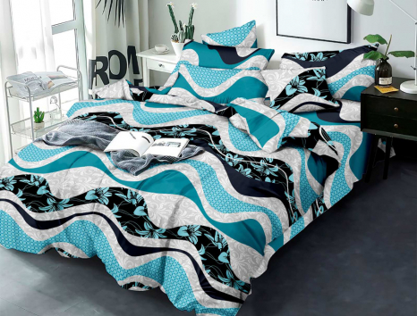 Тканина для постільної білизни Бязь "Gold" Lux "Хвилі природи (блакитний)" GL2036turquoise
