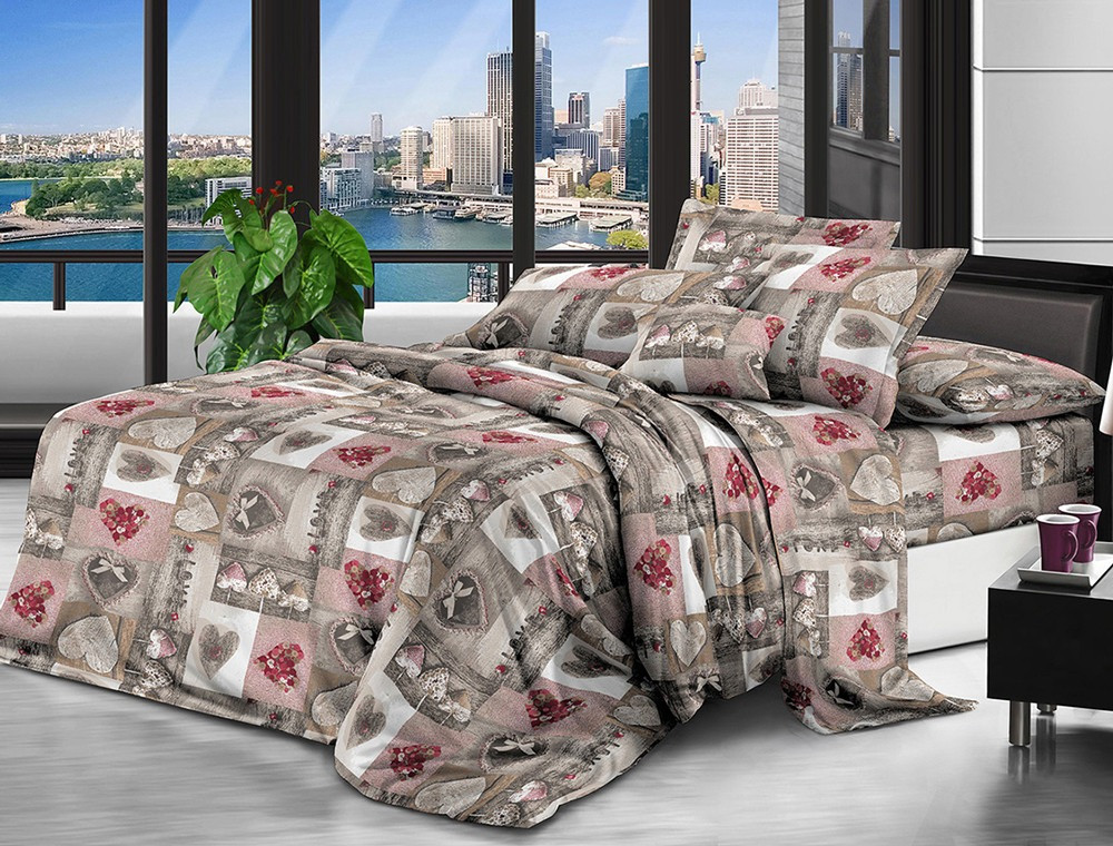 Євро набір постільної білизни 200*220 із полікотону №207581 Черешенька™