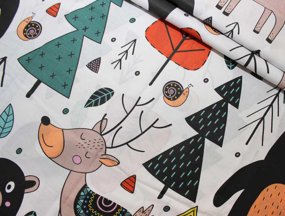 Ткань для постельного белья Бязь "Gold" Lux детская "Медведи в лесу" GLB175