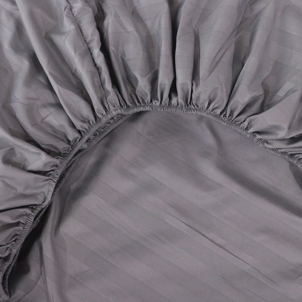 Простирадло на резинці (120*200*25) сіра смужка №2005