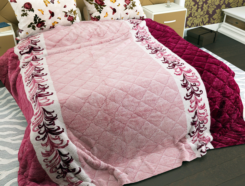Двуспальное флисовое стёганое покрывало №55046