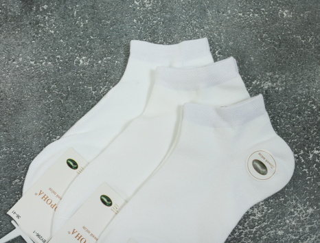 Женские носки Корона короткие белые дикий шёлк (36-41) №BY296-1
