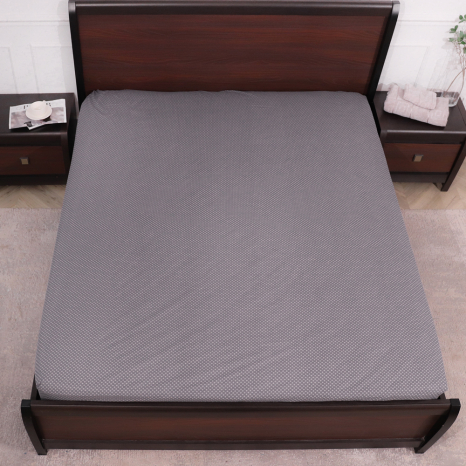 Простынь на резинке (140*200*25) горошек на сером №665099