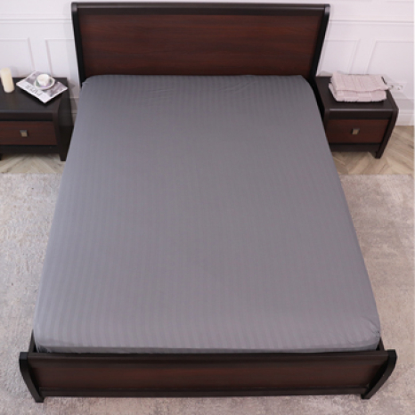 Простирадло на резинці (140*200*25) сіра смужка №2005