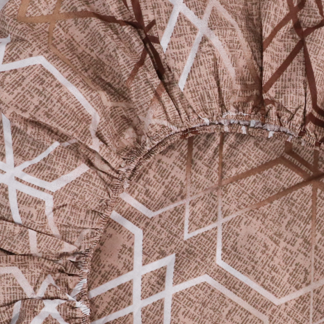 Простынь на резинке (140*200*25) коричневая геометрия №6612361