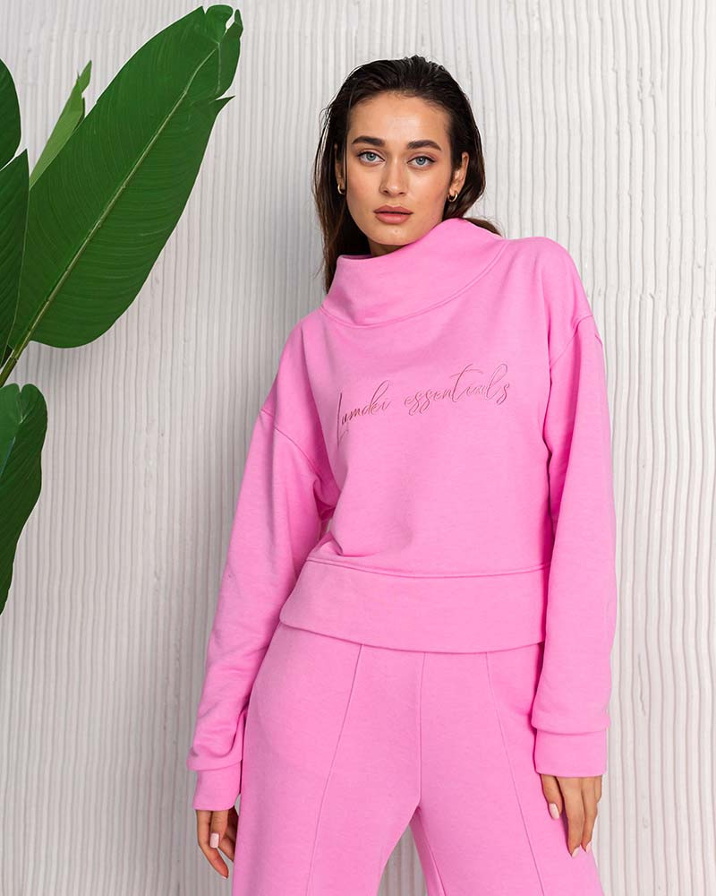 Жіночий костюм зі штанами палаццо (Розмір S) рожевий №215_0020