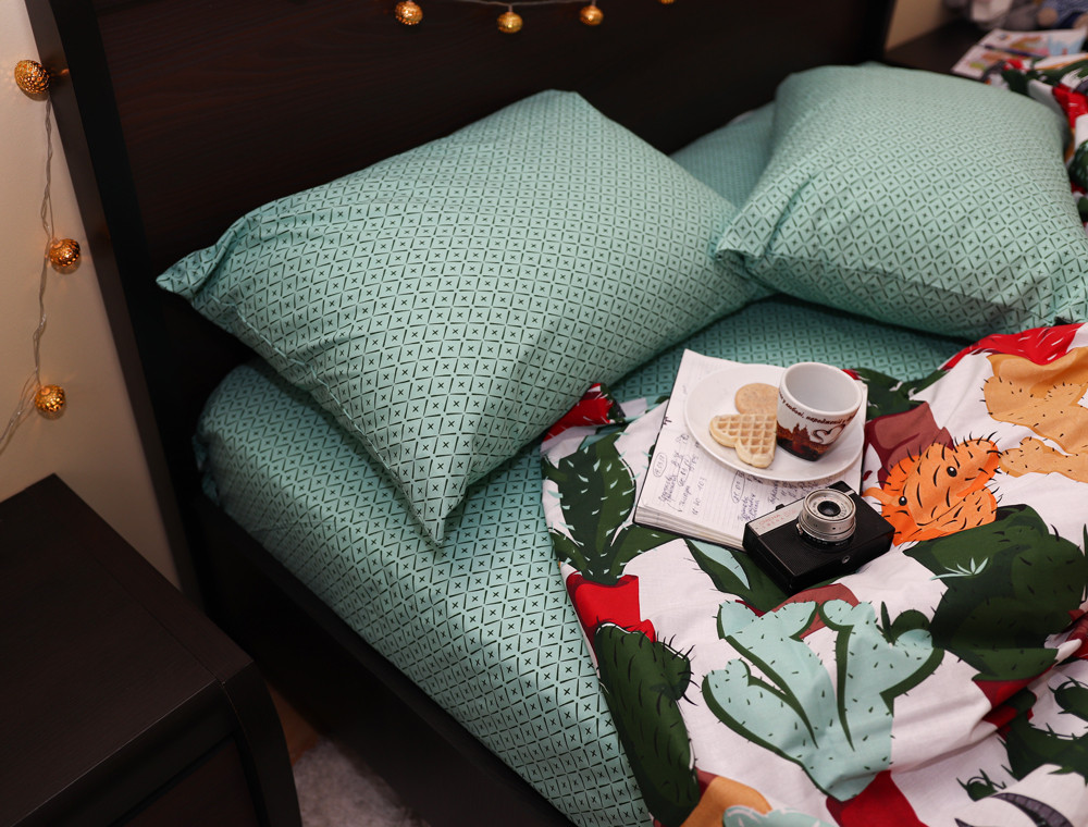 Полуторний набір постільної білизни 150*220 із Бязі "Gold" №151332AB Черешенка™