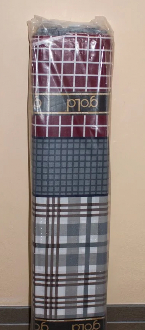 Ткань для постельного белья Бязь "Gold" Lux "Клетка (коричневый, серый, бордовый)" GL2041