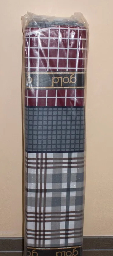 Ткань для постельного белья Бязь "Gold" Lux "Клетка (коричневый, серый, бордовый)" GL2041