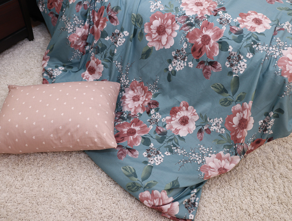 Полуторный набор постельного белья 150*220 из Сатина №862AB Черешенка™