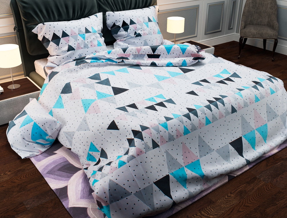 Тканина для постільної білизни Бязь "Gold" Lux "Геометричний принт (трикутники)" GL4043