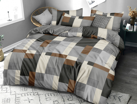 Полуторний набір постільної білизни 150*220 із Сатину №44190AB Черешенка™