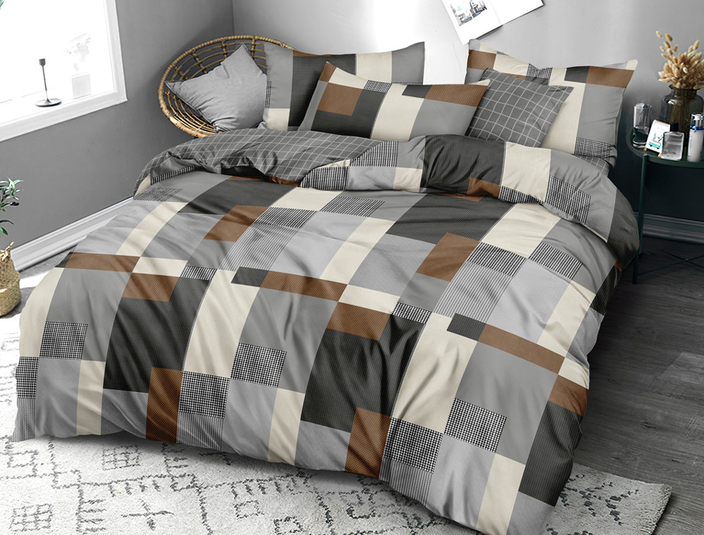 Полуторний набір постільної білизни 150*220 із Сатину №44190AB Черешенка™