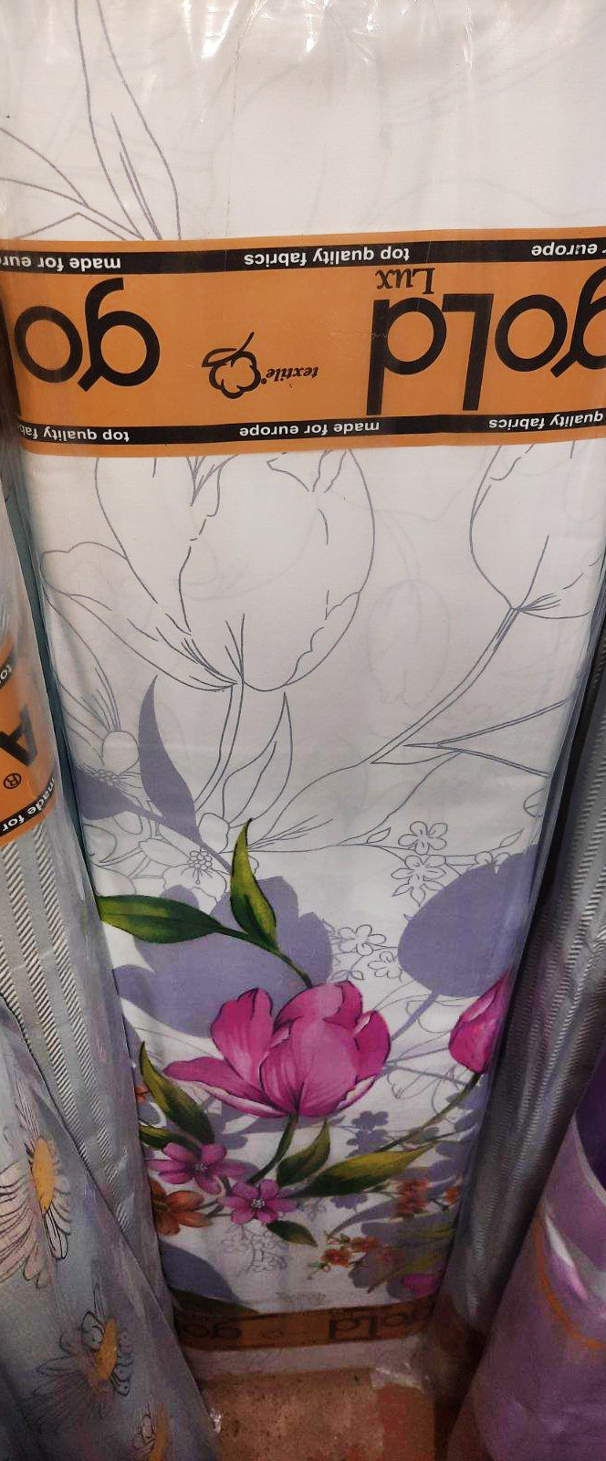 Тканина для постільної білизни Бязь "Gold" Lux "Лілії (рожевий)" GL767