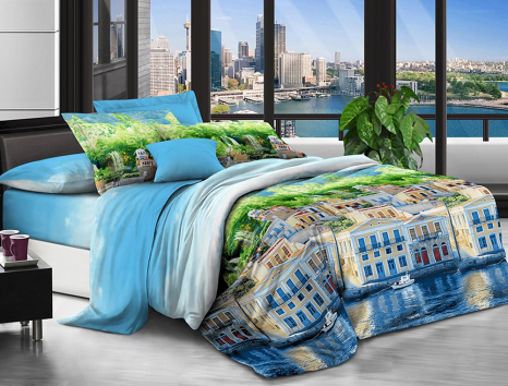 Євро набір постільної білизни 200*220 із полікотону №2012760 Черешенька™