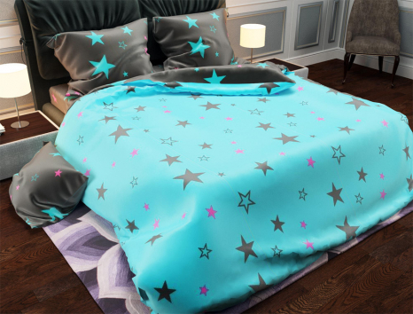 Євро-максі набір постільної білизни 200*220 із Бязі "Gold" з простирадлом на резинці №147351AB Черешенька™