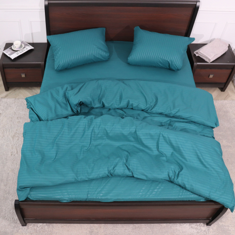 Сімейний набір постільної білизни 240*220 із мікрофібри в смужку №202009 Черешенька™