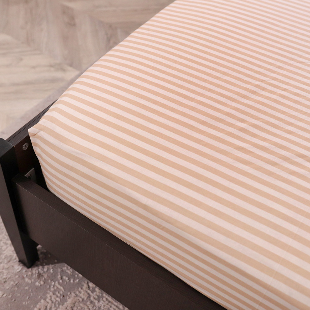 Простирадло на резинці (140*200*25) бежева смужка №661209