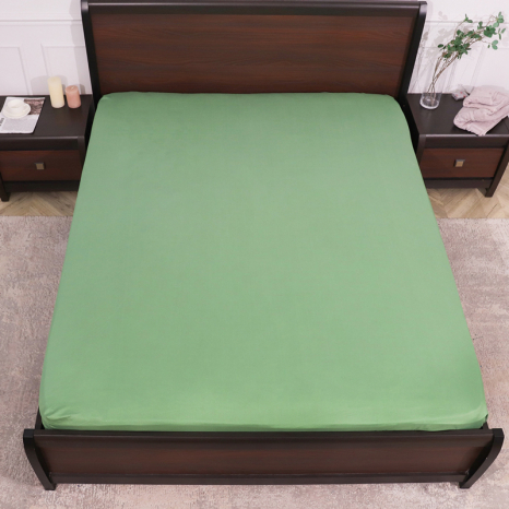 Простирадло на резинці (90*200*25) геометрія на зеленому №1702