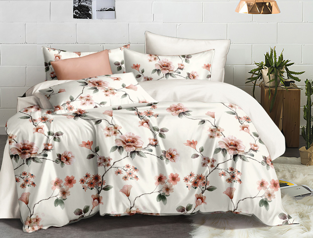 Двуспальный набор постельного белья 180*220 из Бязи "Gold" с простынью на резинке №144530 Черешенка™