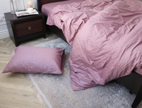 Сімейний набір постільної білизни зі Страйп Сатину №17-1511 Черешенка™
