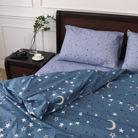 Полуторний набір постільної білизни 150*220 із Бязі "Gold" №15579AB Черешенка™