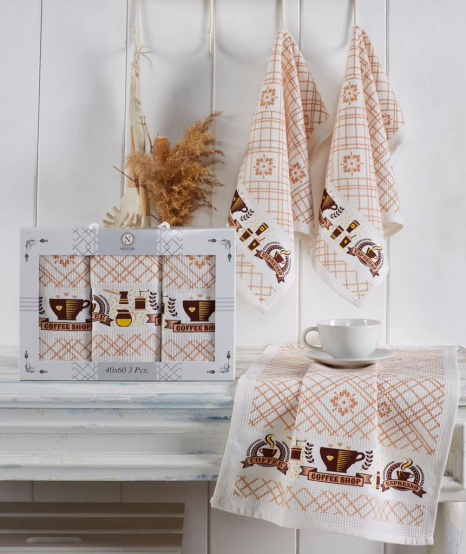 Набір кухонних рушників Nilteks Pietra Koffe 40*60 (3 шт)