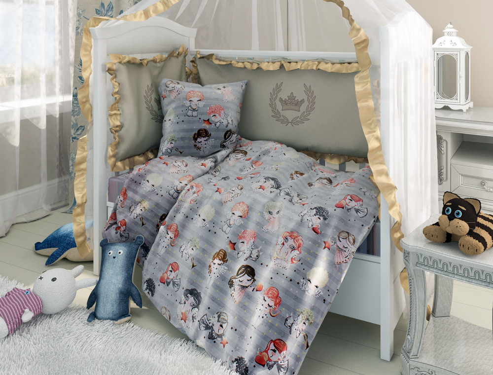 Тканина для постільної білизни Бязь "Gold" Lux дитяча "Ангелочки"GLB2092