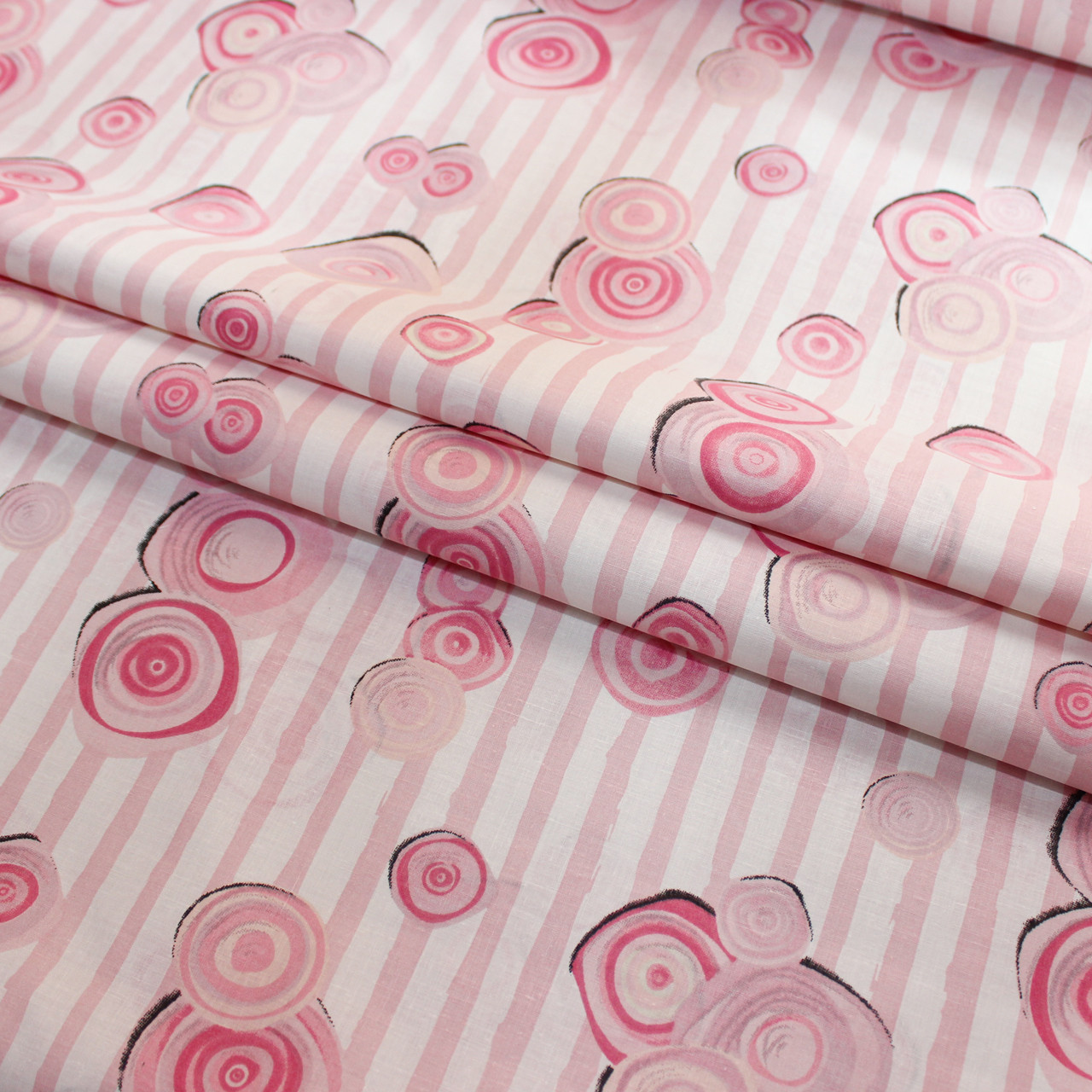 Тканина для постільної білизни Бязь "Gold" Lux "Абстрактний принт (рожевий)" GL4077