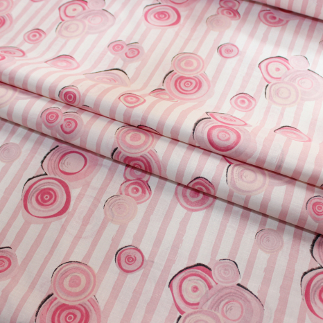 Тканина для постільної білизни Бязь "Gold" Lux "Абстрактний принт (рожевий)" GL4077