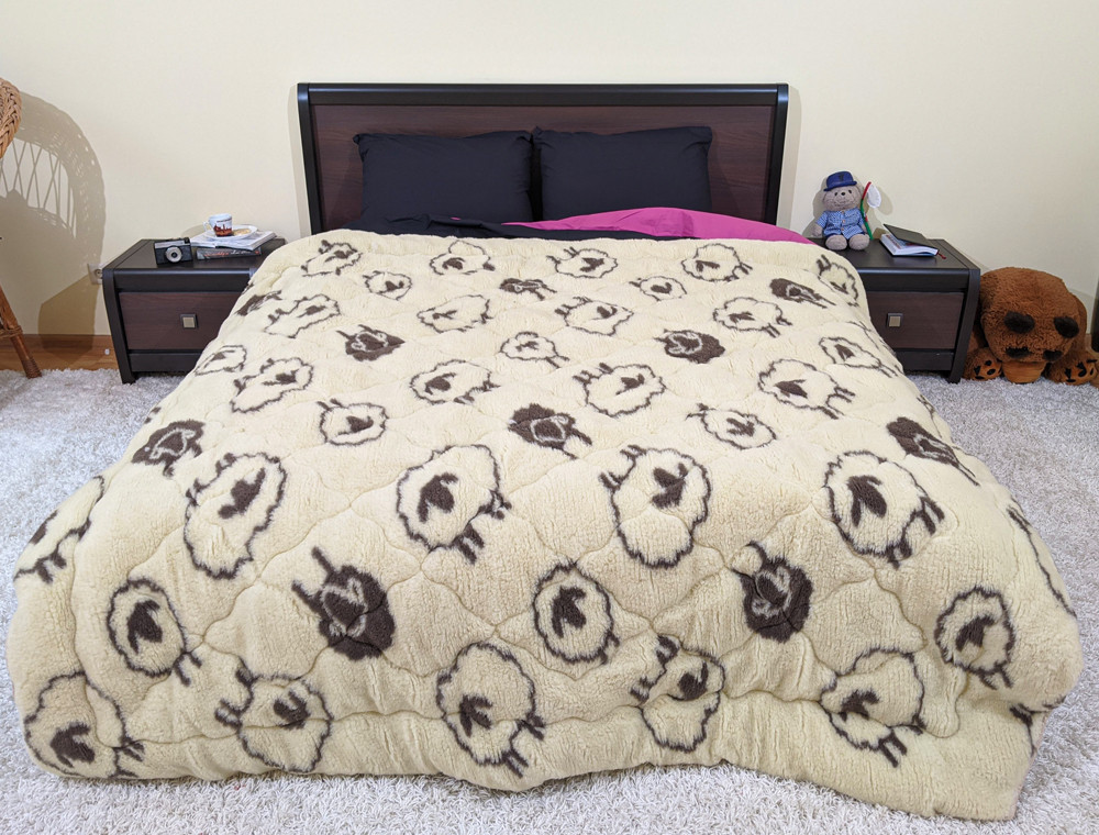 Полуторна ковдра-плед шерсть мериноса №42004