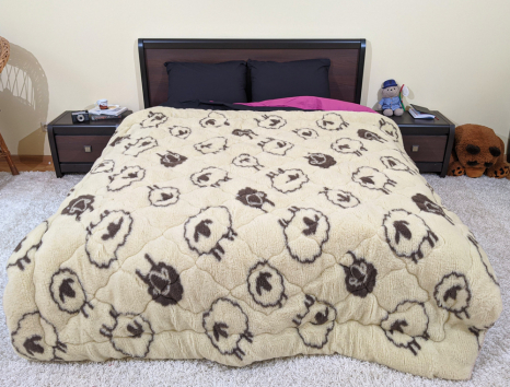 Полуторна ковдра-плед шерсть мериноса №42004