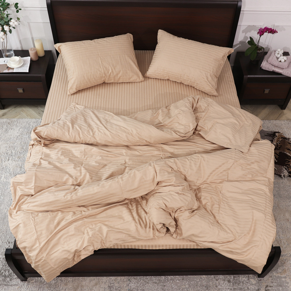 Евро макси набор постельного белья 200*220 из Страйп Сатина №14-1209 Черешенка™