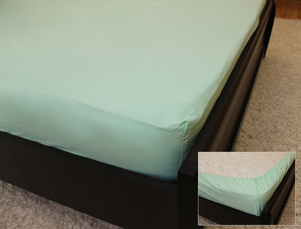 Комплект простирадла на резинці з наволочками (180*200*25) світла м'ята