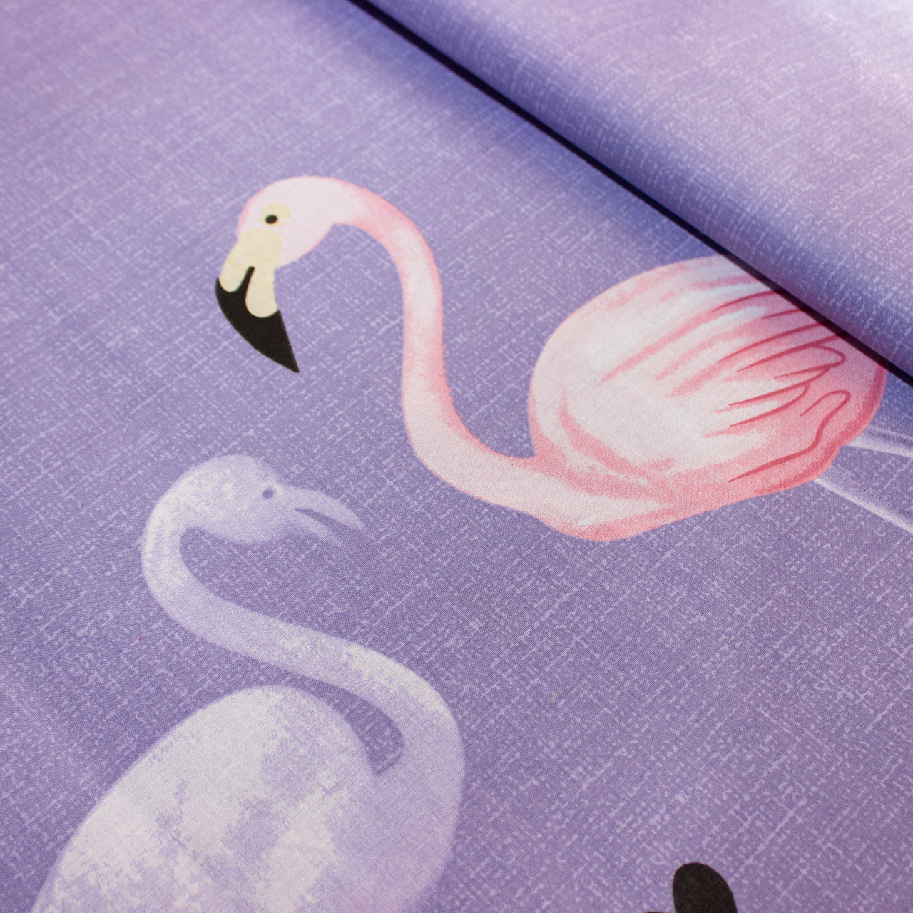 Тканина для постільної білизни Бязь "Gold" Lux "Реалістичний рожевий фламінго" GL4254 (A+B) - (50м+50м)