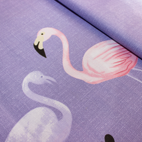 Тканина для постільної білизни Бязь "Gold" Lux "Реалістичний рожевий фламінго" GL4254 (A+B) - (50м+50м)
