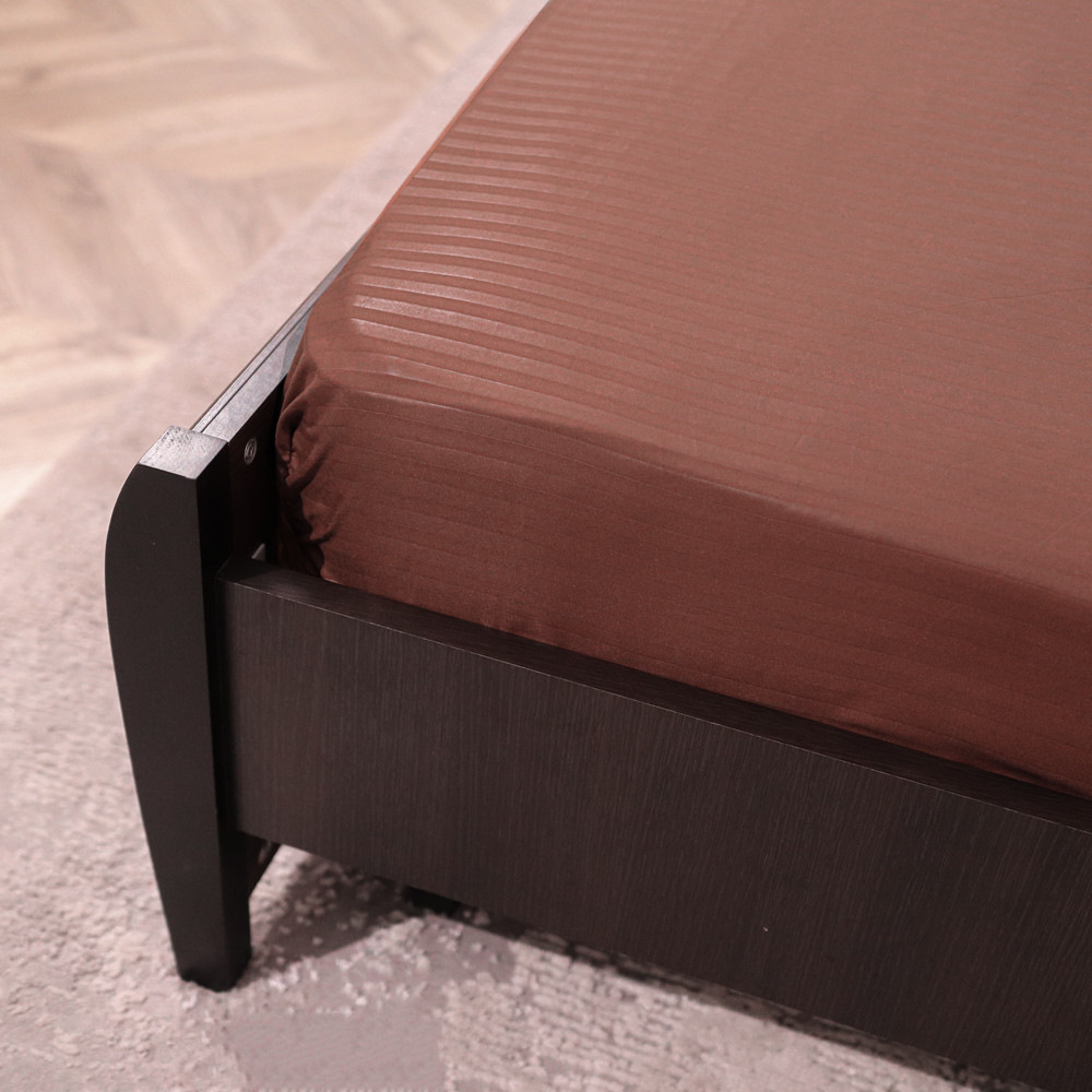 Простынь на резинке (90*200*25 коричневая полоска №1230