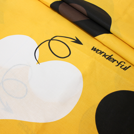 Тканина для постільної білизни Бязь "Gold" Lux "Дивовижне кохання (жовтий)" GL4154