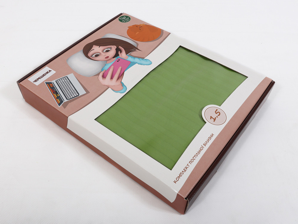 Полуторний набір постільної білизни 150*220 зі Страйп Сатину №504442 Черешенка™