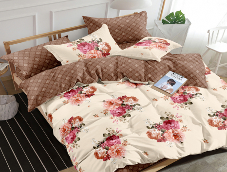 Двоспальний набір постільної білизни 180*220 із Сатину №065AB Черешенка™