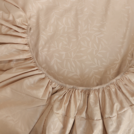 Простынь на резинке (120*200*25) с веточками на бежевом №8822